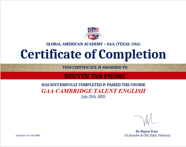 Khóa Học Đào Tạo Thực Chiến Chương Trình Tiếng Anh Nhân Tài Chuẩn Cambridge
